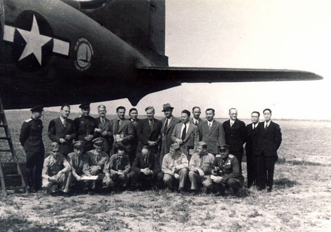By airplane with American and Russian officials, Siberia, 1944